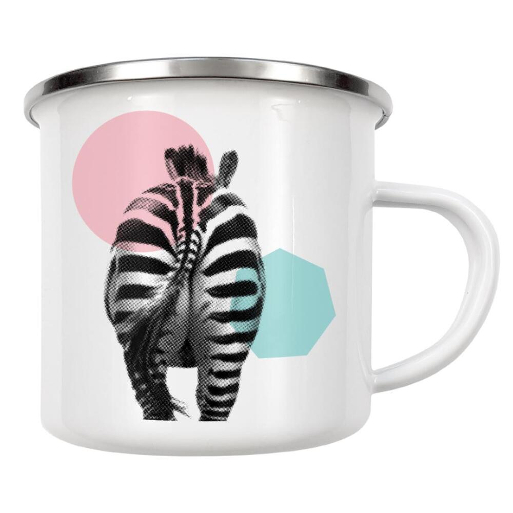 Emaille Tasse "Zebra 01" artboxONE - Für Kinder,Tiere,Schwarzweiß,Festivals - Zebra,Tier,Hintern,Popo,Lustig,Witzig,Afrika,Wild,Kinderzimmer