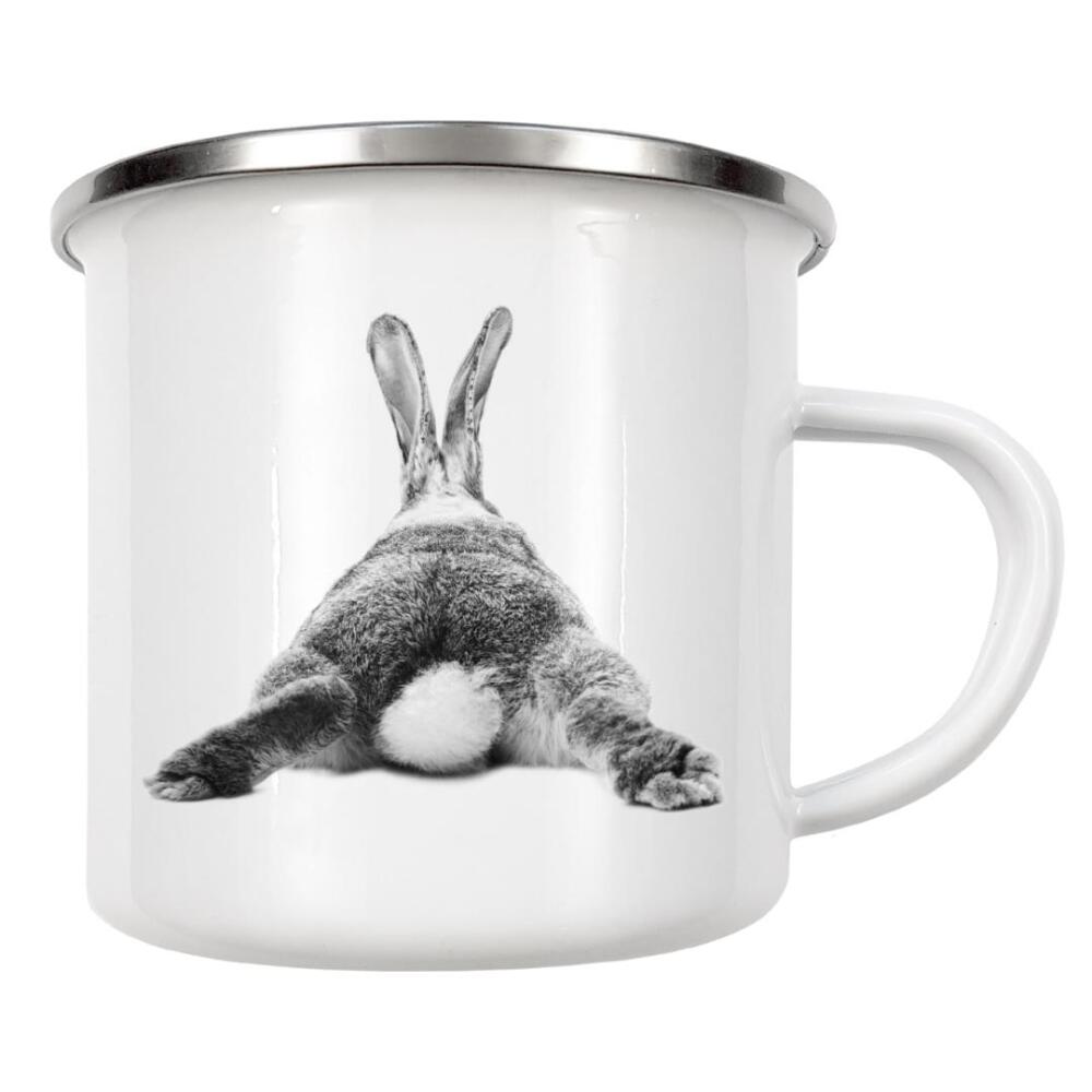 Emaille Tasse "Rabbits Back" artboxONE - Für Kinder,Tiere,Schwarzweiß