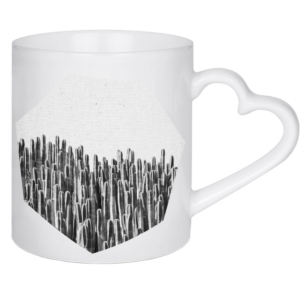 Herztasse "Cacti 03" artboxONE - Natur,Floral,Schwarzweiß