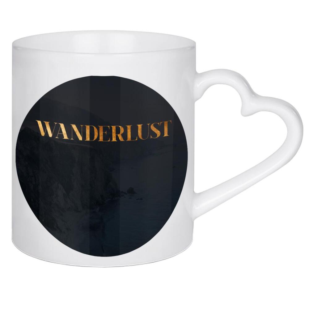 Herztasse "Wanderlust 2" artboxONE - Typografie,Natur,Reise,Abstrakt,Reise / Strand und Meer,Reise / Länder