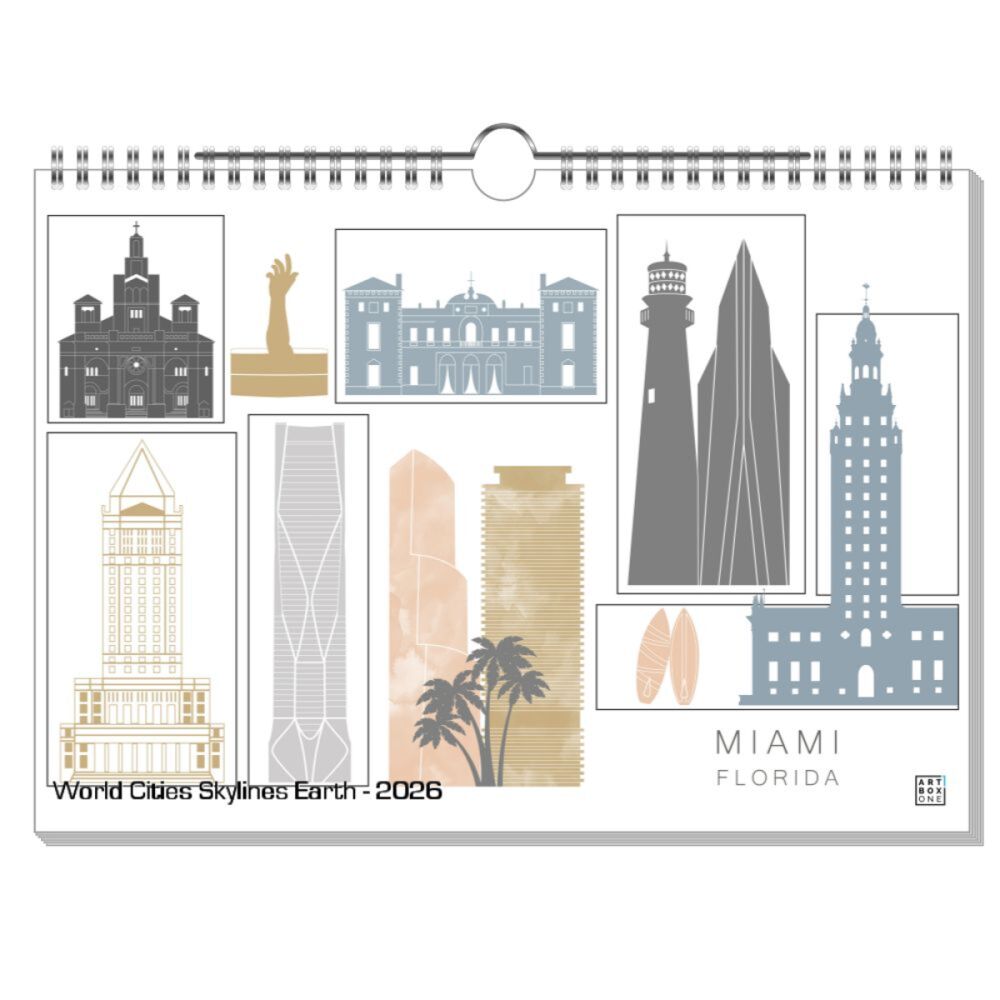 artboxONE Wandkalender A4 2026 World Cities Skylines Earth Skylines