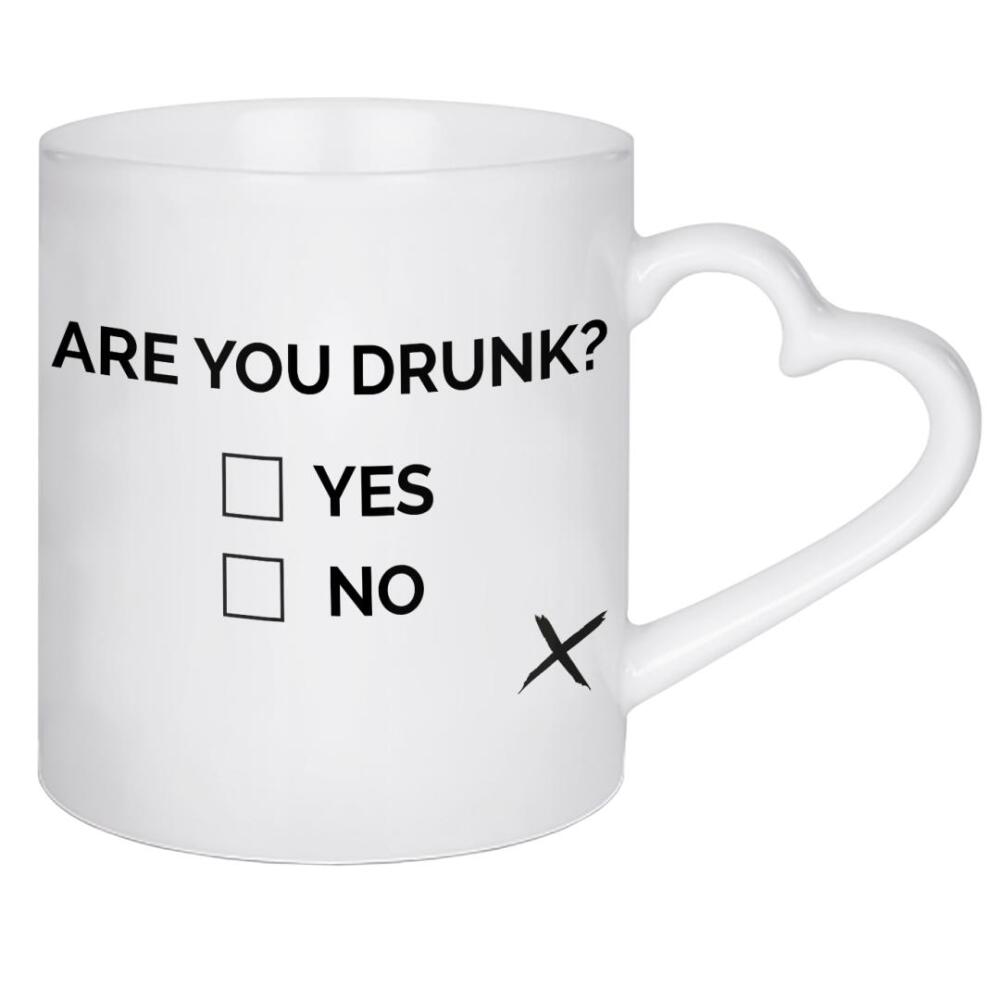 Herztasse "Are you drunk" artboxONE - Typografie,Schwarzweiß,Für Papa,Männer,Essen & Trinken / Alkohol,Festivals