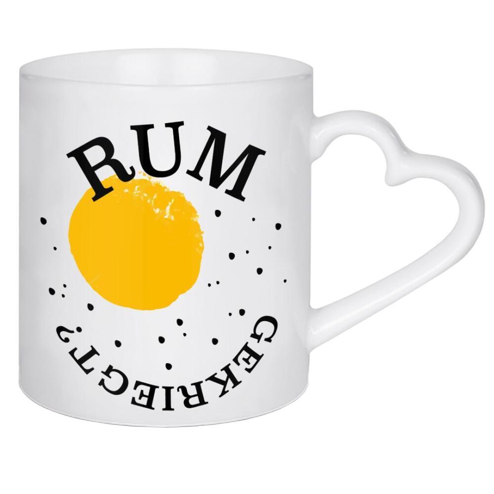 Herztasse "Rum gekriegt" artboxONE - Typografie,Schwarzweiß,Für Papa,Männer,Essen & Trinken / Alkohol,Festivals