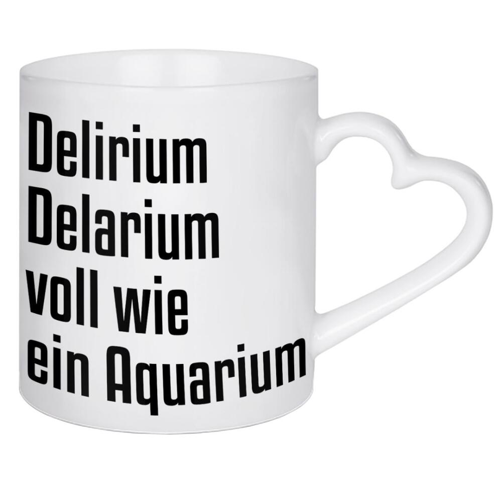 Herztasse "Delirium Delarium" artboxONE - Typografie,Schwarzweiß,Für Papa,Männer,Essen & Trinken / Alkohol,Festivals