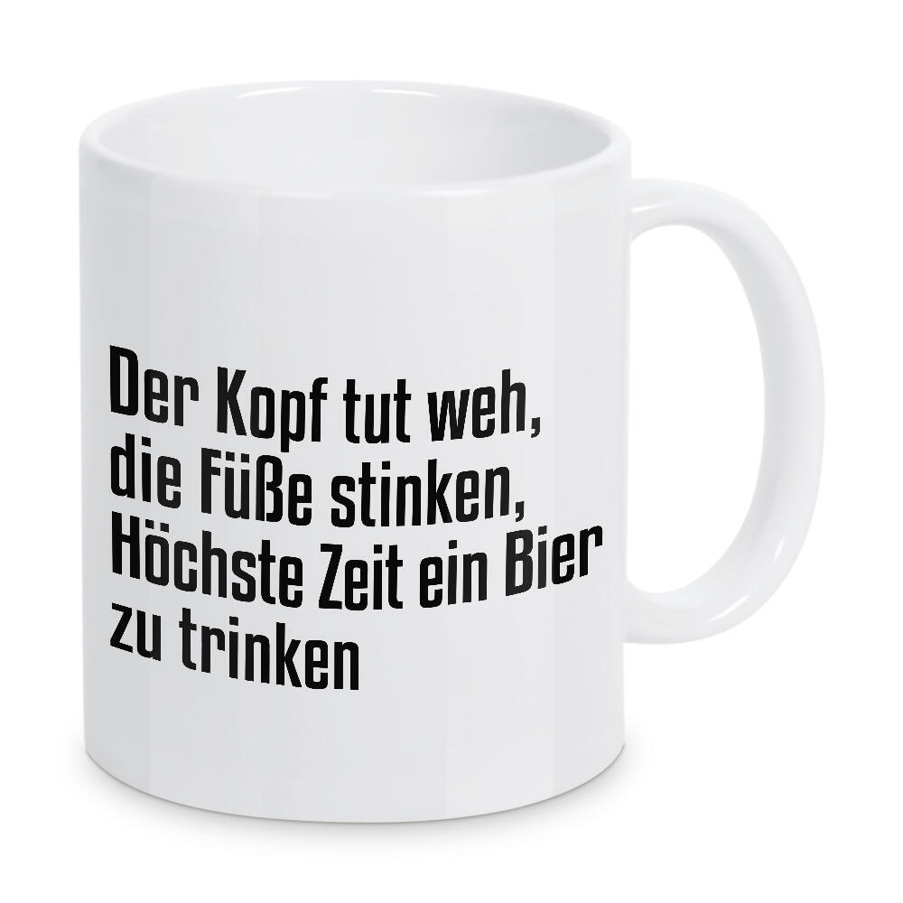 Tasse "Höchste Zeit" artboxONE - Typografie,Schwarzweiß,Für Papa,Männer,Essen & Trinken / Alkohol,Festivals