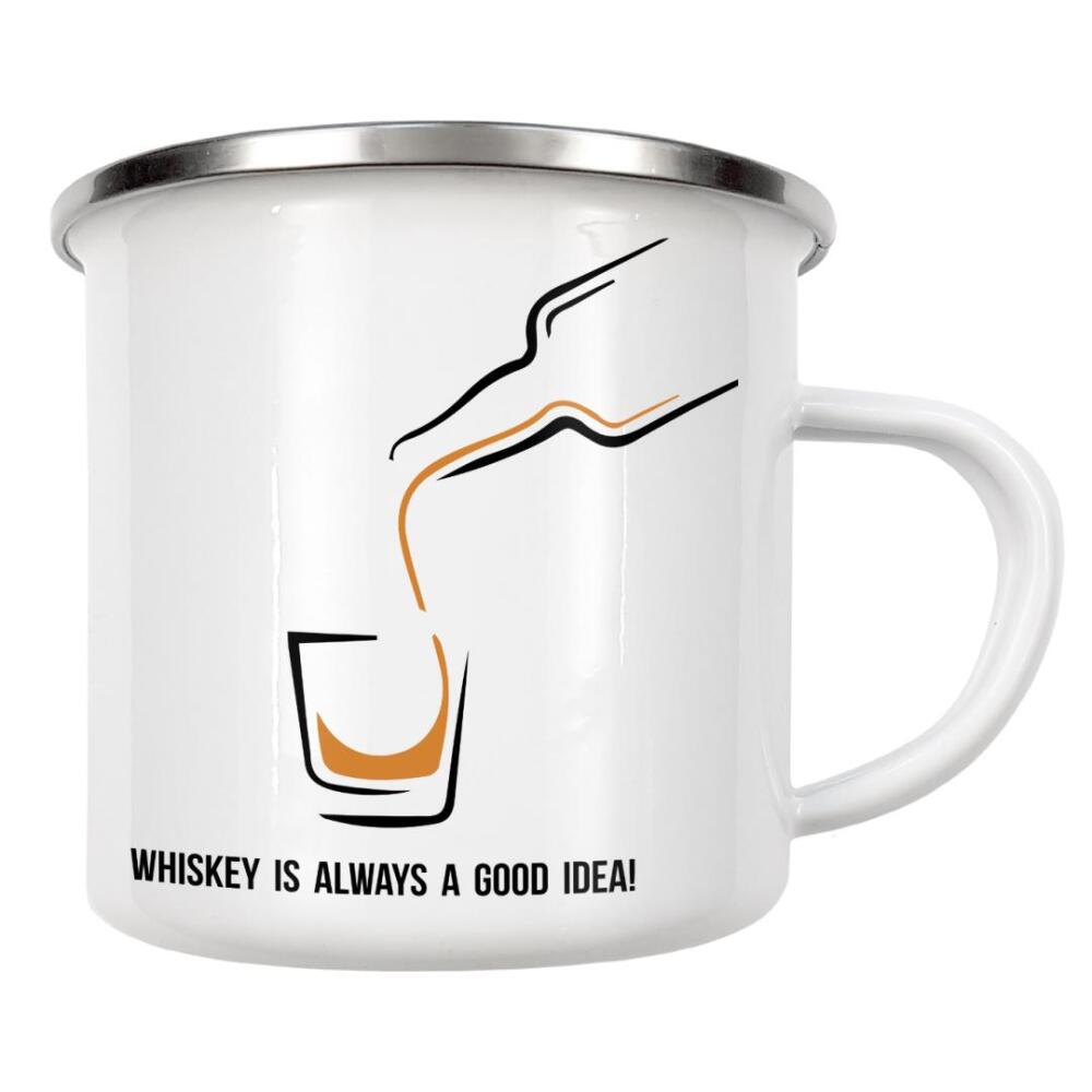 Emaille Tasse "Good Idea" artboxONE - Typografie,Schwarzweiß,Für Papa,Männer,Essen & Trinken / Alkohol