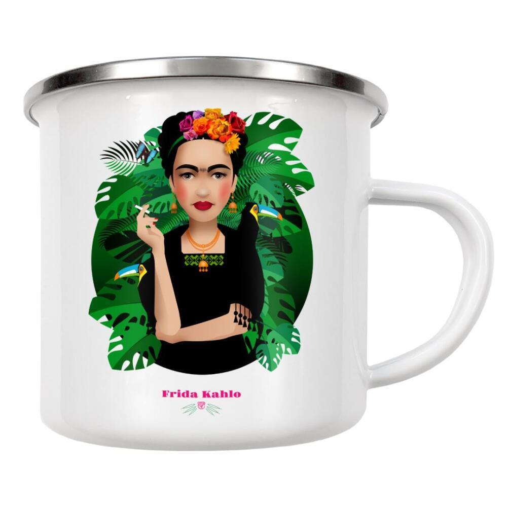 Emaille Tasse "Frida Kahlo 2" artboxONE - Floral,Menschen