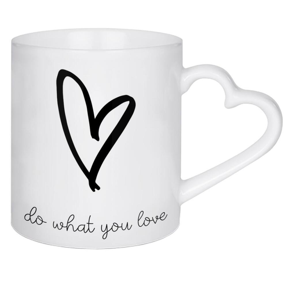 Herztasse "DO WHAT YOU LOVE" artboxONE - Typografie,Schwarzweiß,Sport / Motivation
