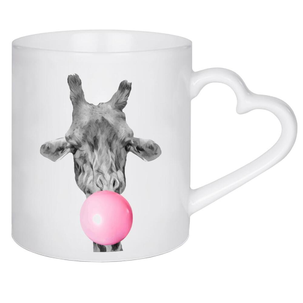 Herztasse "Giraffe bubble" artboxONE - Für Kinder,Tiere,Comic,Festivals