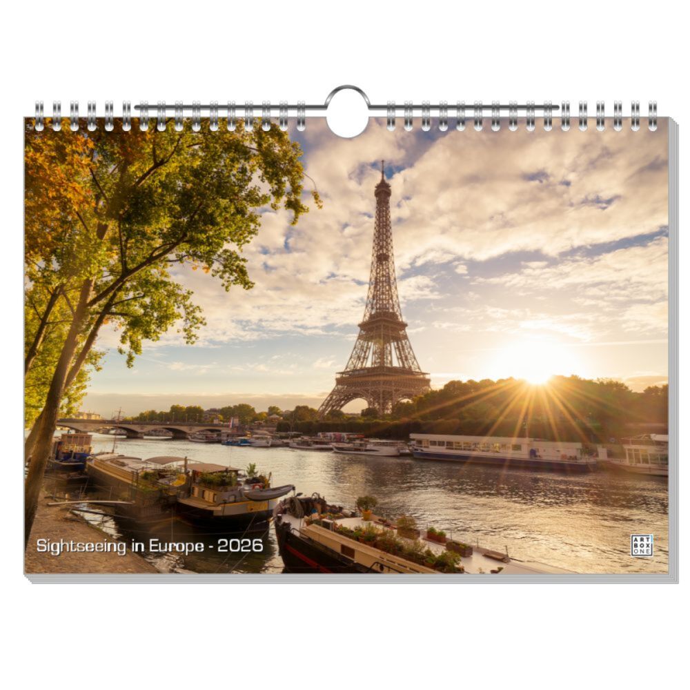 artboxONE Wandkalender A4 2026 Sightseeing in Europe Reise