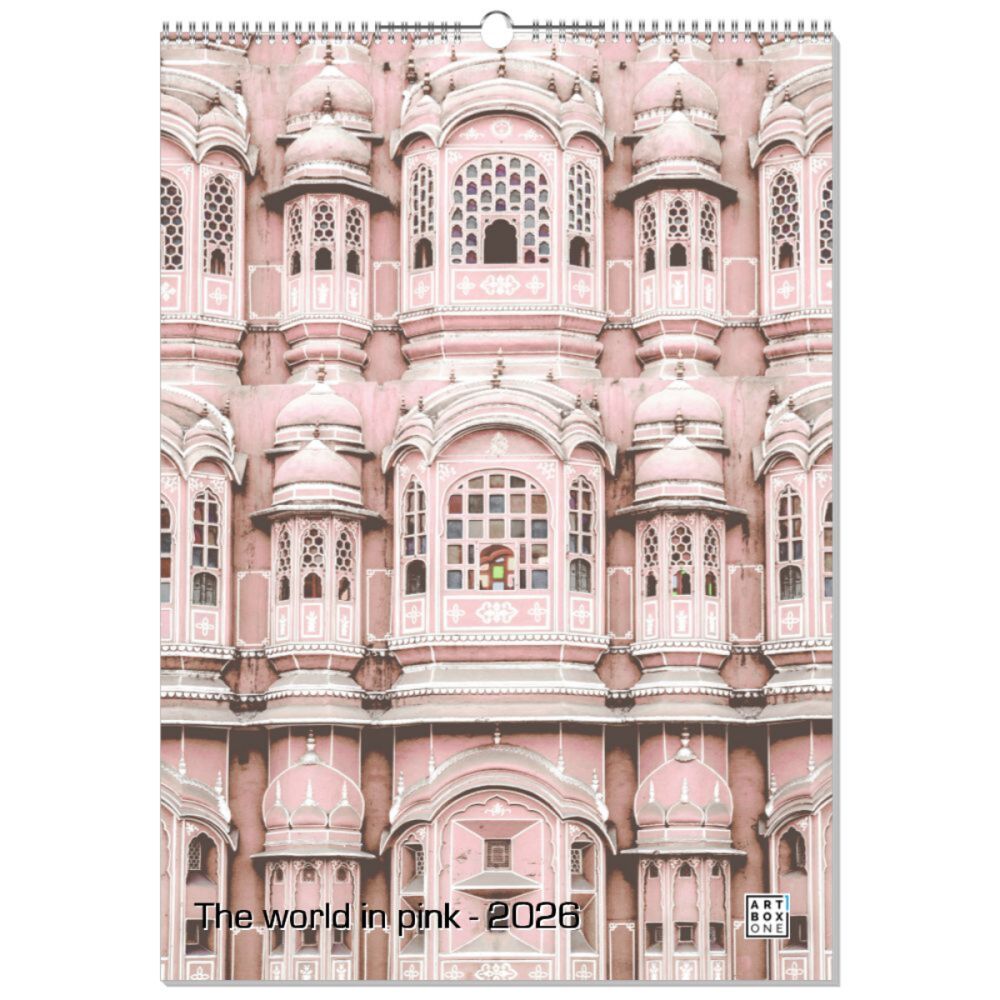artboxONE Wandkalender A2 2026 The world in pink Pink