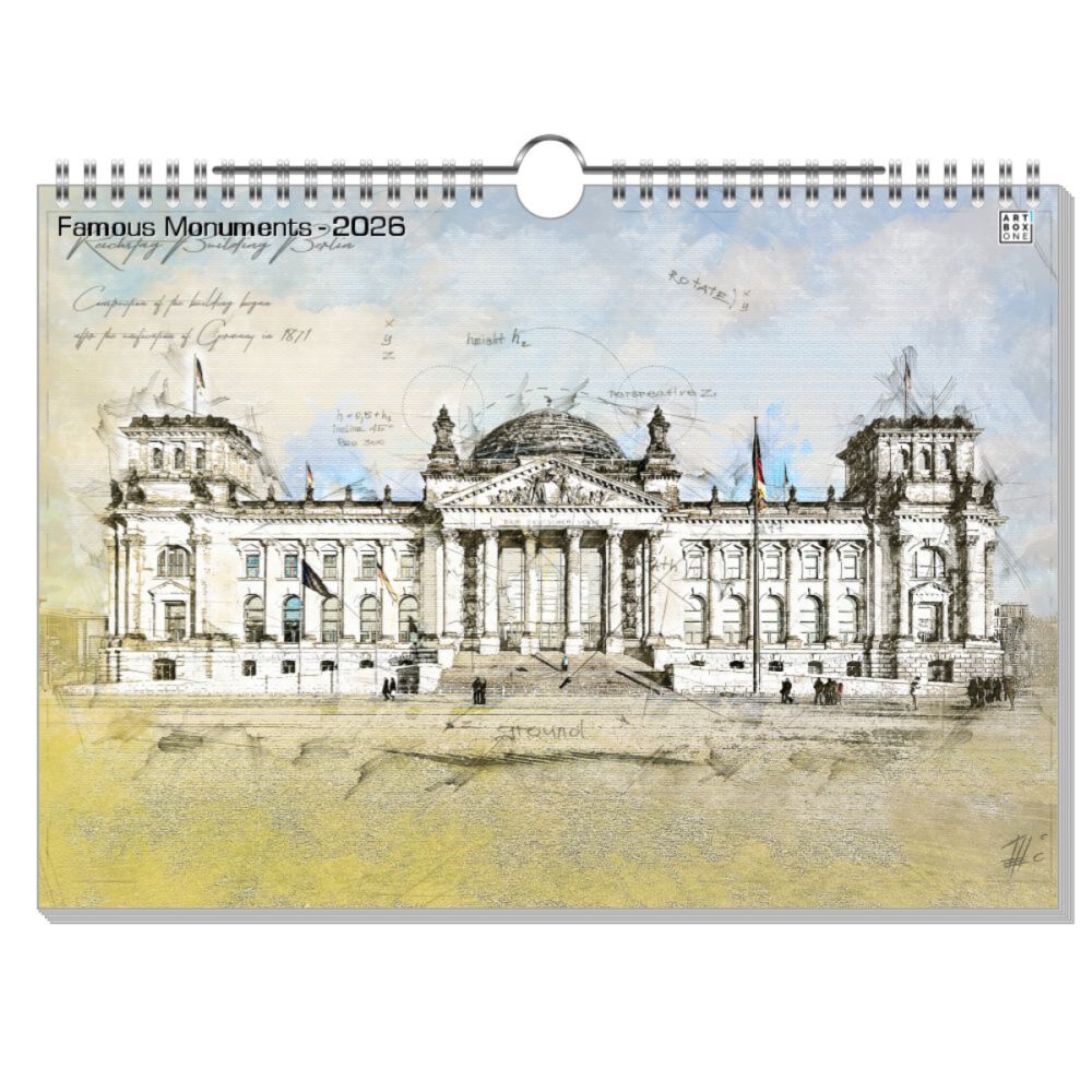 artboxONE Wandkalender A4 2026 Famous Monuments Monuments