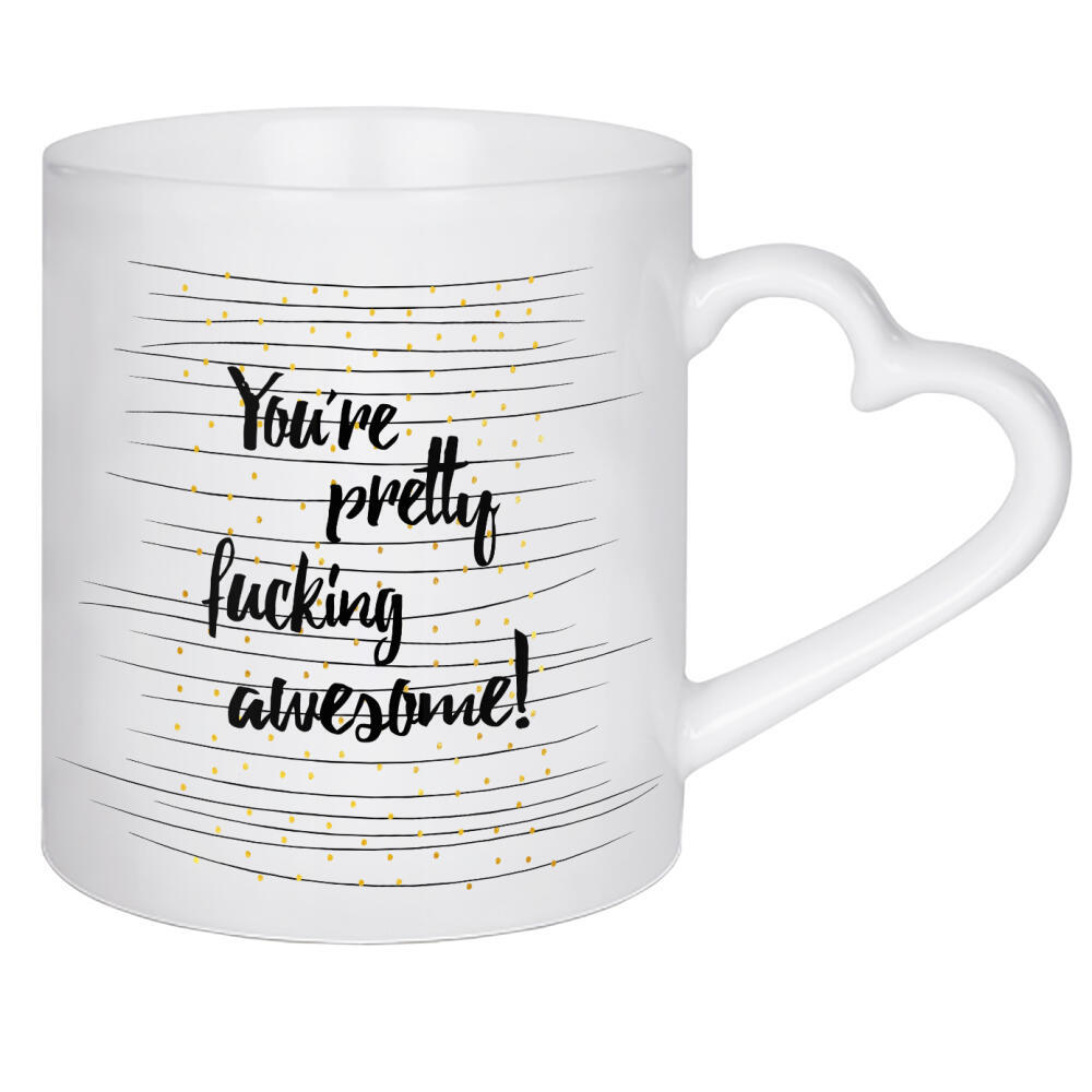 Herztasse "Fucking awesome" artboxONE - Typografie,Menschen,Liebe,Für Mama,Für Papa
