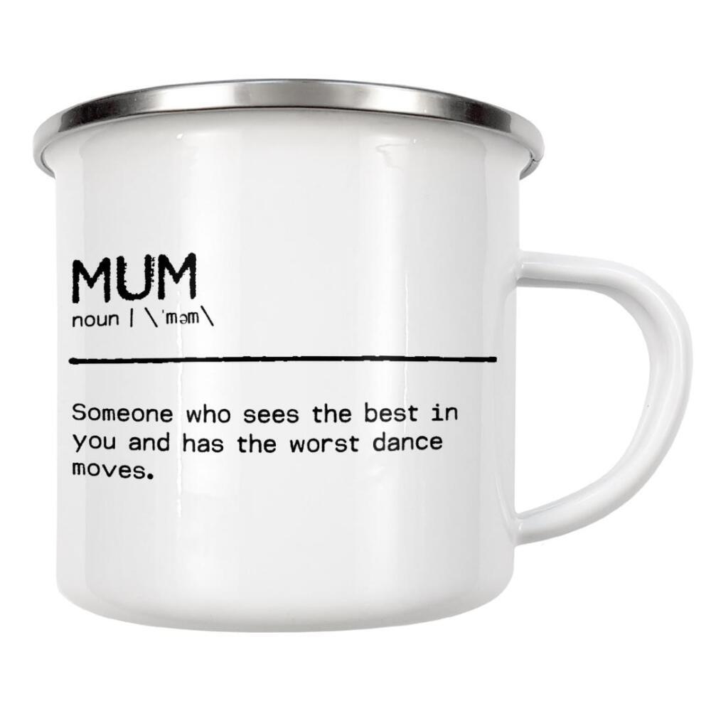 Emaille Tasse "Mum Quote Dance" artboxONE - Typografie,Schwarzweiß,Für Mama
