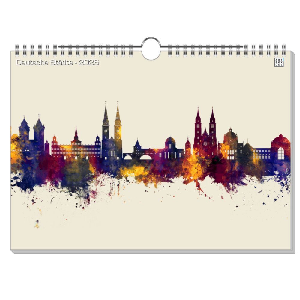 artboxONE Wandkalender A4 2025 Deutsche Städte Städte