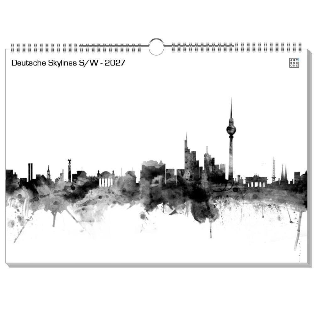 artboxONE Wandkalender A3 2025 Deutsche Skylines S/W Städte