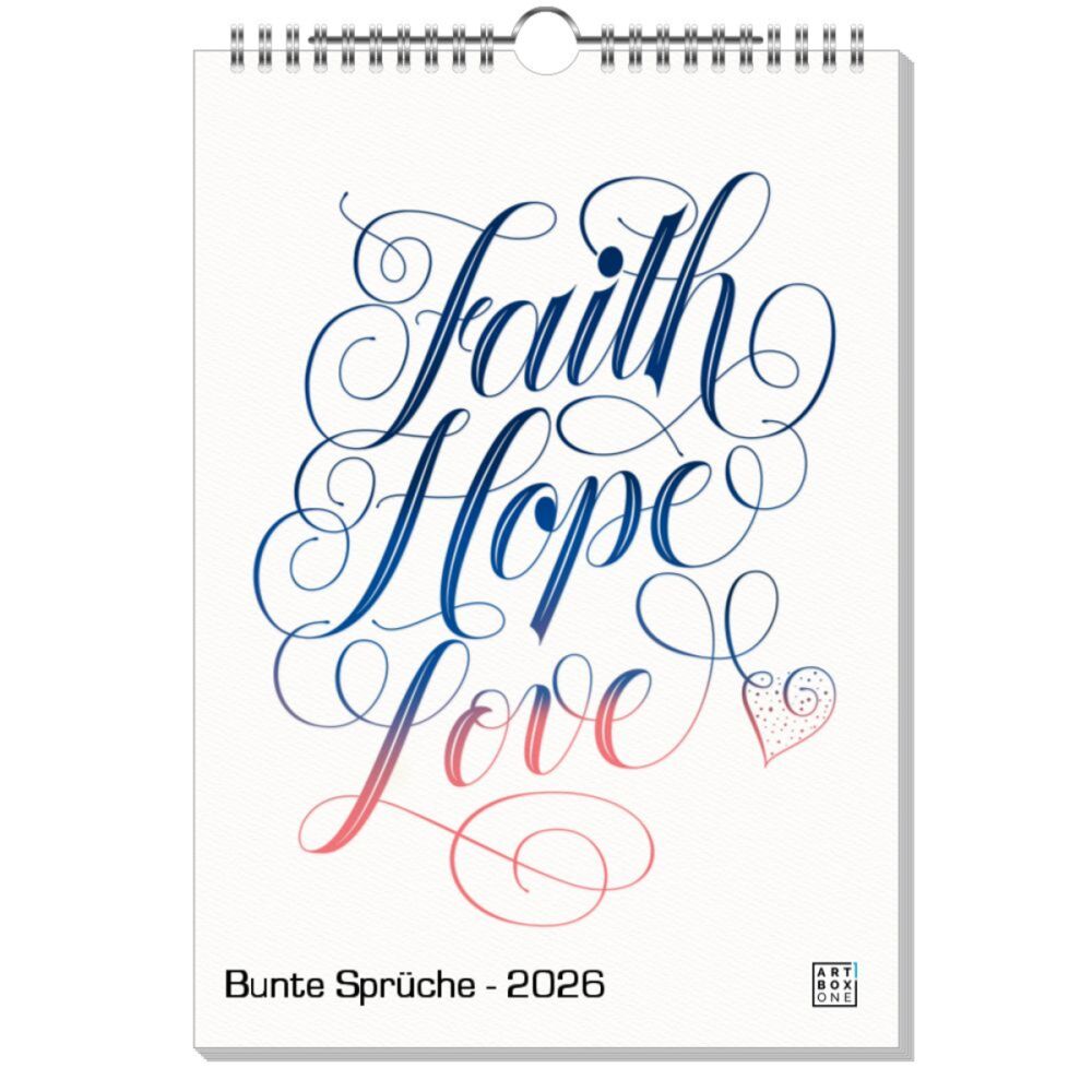artboxONE Wandkalender A4 2026 Bunte Sprüche Sprüche