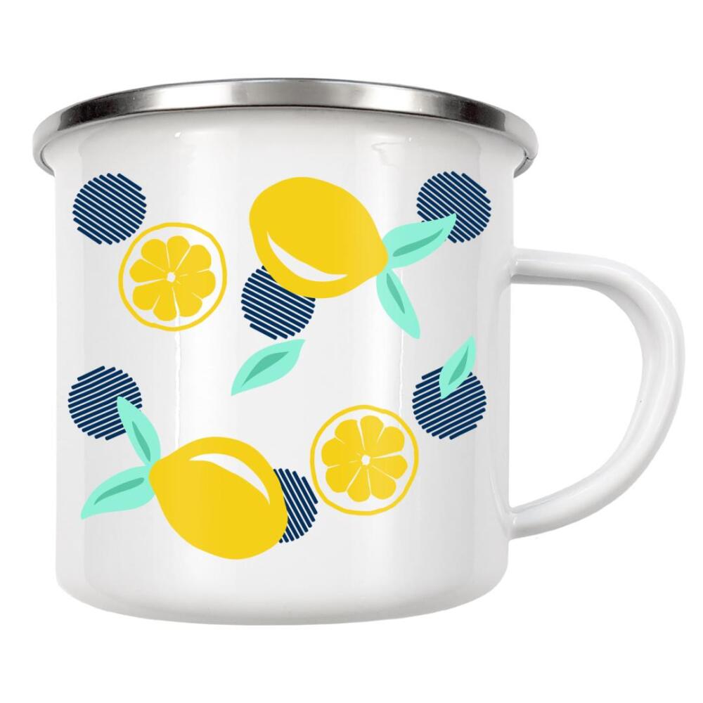 Emaille Tasse "Lemon dots" artboxONE - Natur,Geometrie,Essen & Trinken / Obst & Gemüse,Festivals