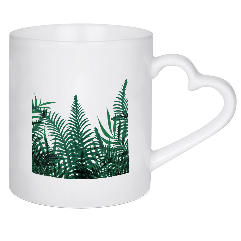 Herztasse "Tropical Ferns on Pink" artboxONE - Natur,Architektur,Geometrie,Festivals