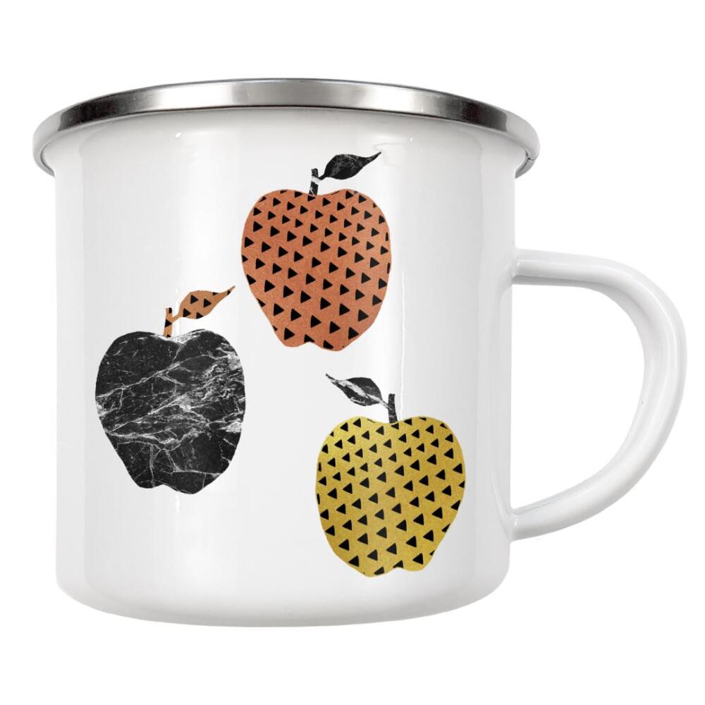 Emaille Tasse "Scandi Apples" artboxONE - Natur,Abstrakt,Schwarzweiß,Geometrie,Marmor,Essen & Trinken / Obst & Gemüse