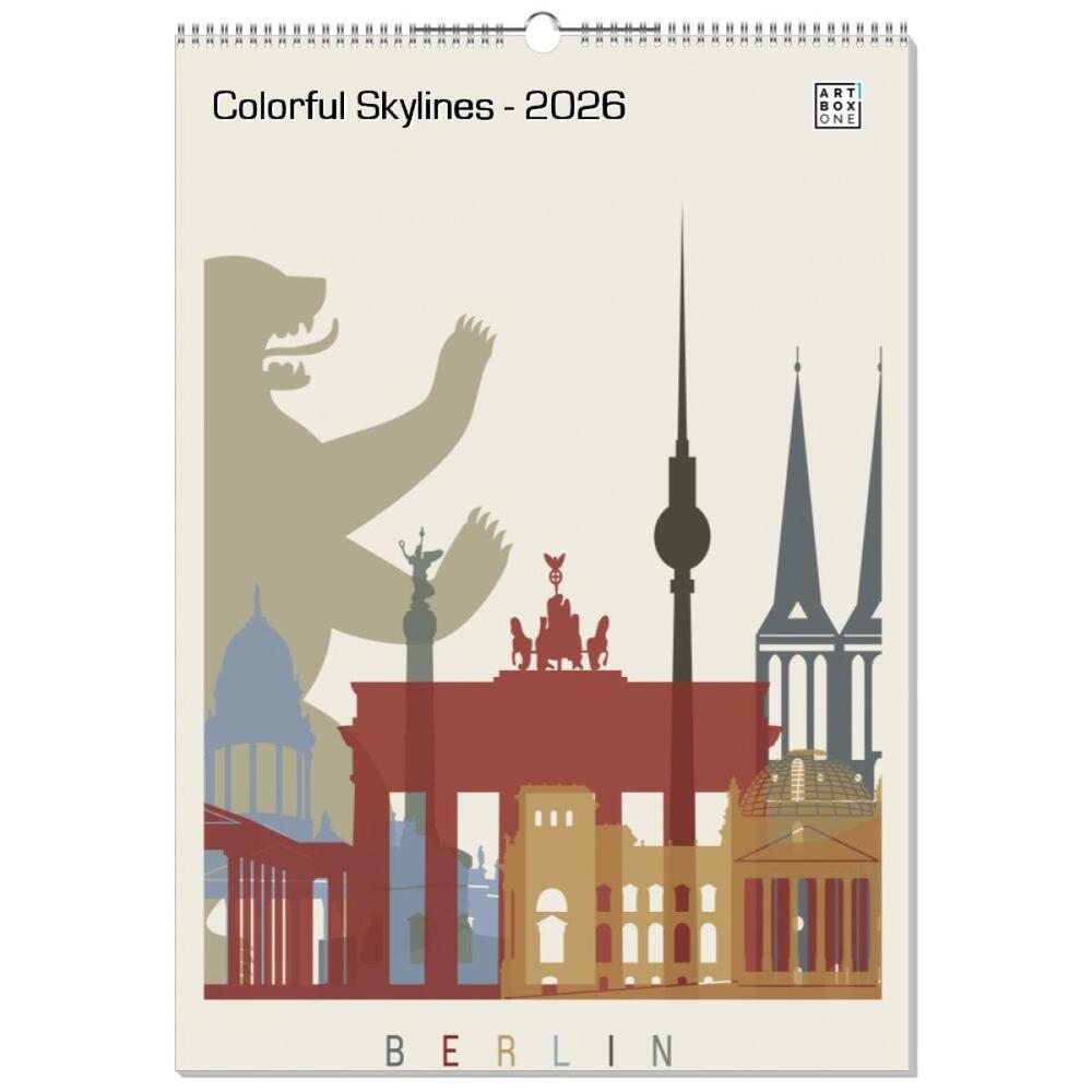 artboxONE Wandkalender A2 2026 Colorful Skylines Skylines