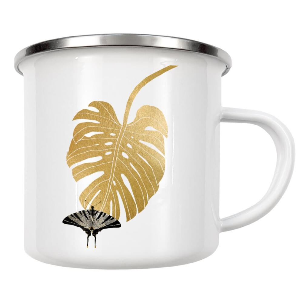 Emaille Tasse "Butterfly & Monstera" artboxONE - Floral,Tiere