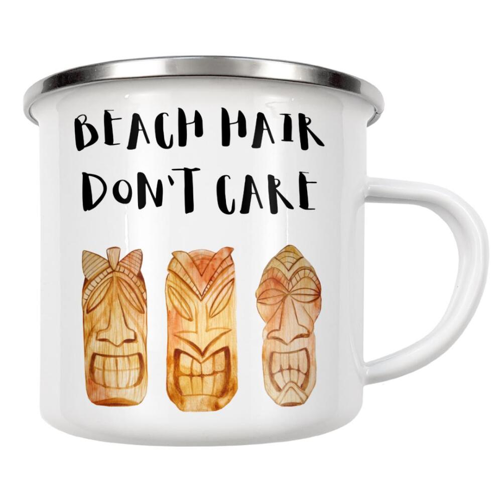 Emaille Tasse "Beach Hair Don't Care" artboxONE - Typografie,Festivals