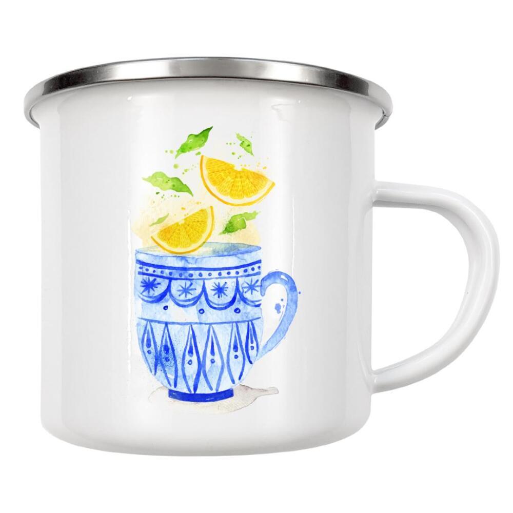 Emaille Tasse "Teacup lemon tea" artboxONE - Floral,Essen & Trinken