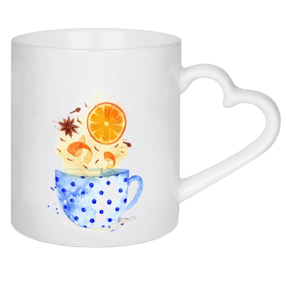 Herztasse "Teacup orange tea" artboxONE - Floral,Essen & Trinken