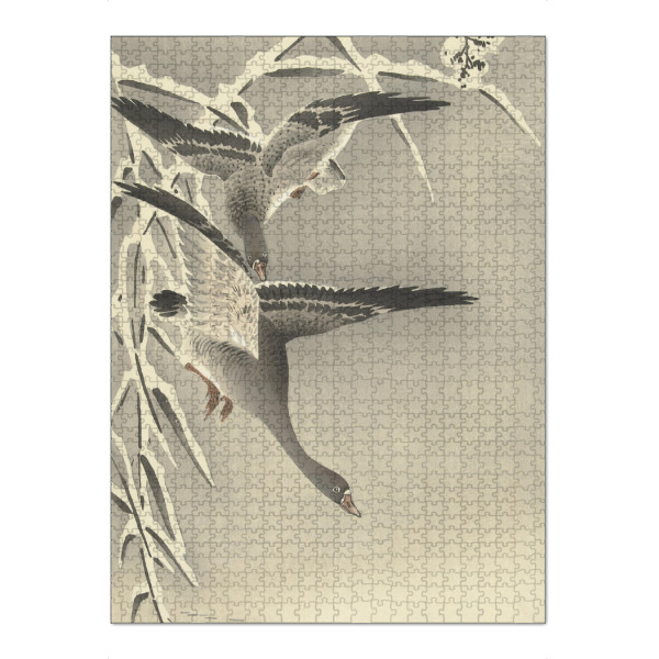 Puzzle Ravensburger "Zwei Blässgänse" artboxONE - Natur,Tiere - Ohara,Koson,Kunst,Malerei,Gemälde,Japan,Tiere,Animals,Natur,Nature,Vögel,Birds