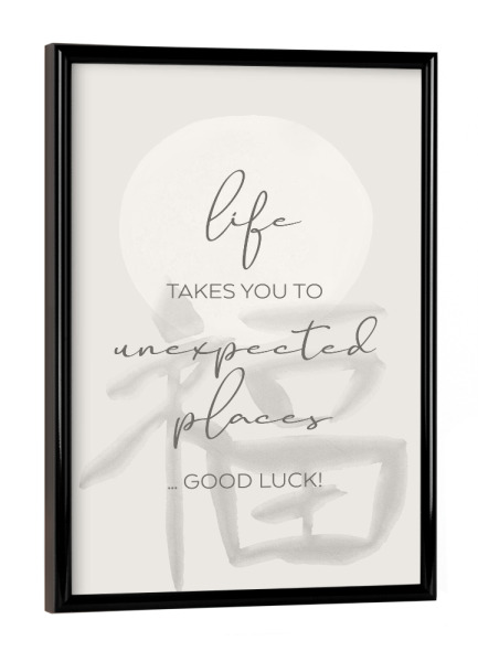 Poster mit schwarzem Rahmen "Viel Glück - Japandi Stil" artboxONE - Typografie