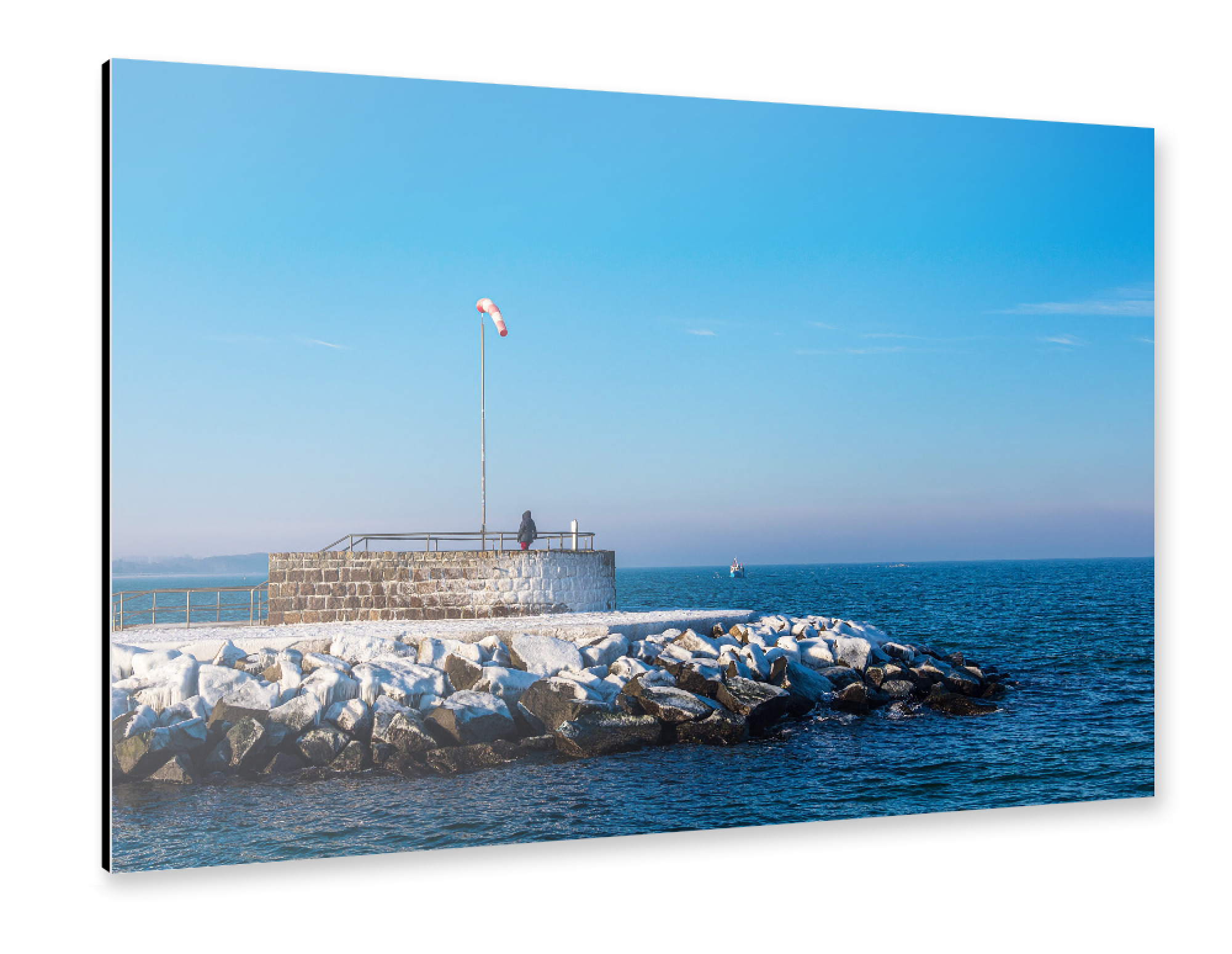 Alu-Dibond "Mole, Schnee und Ostsee" 75x50 cm artboxONE