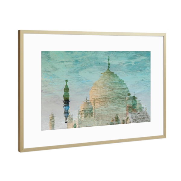 Poster mit Rahmen Gold "TajMahal gespiegelt" artboxONE - Architektur,Reise / Asien