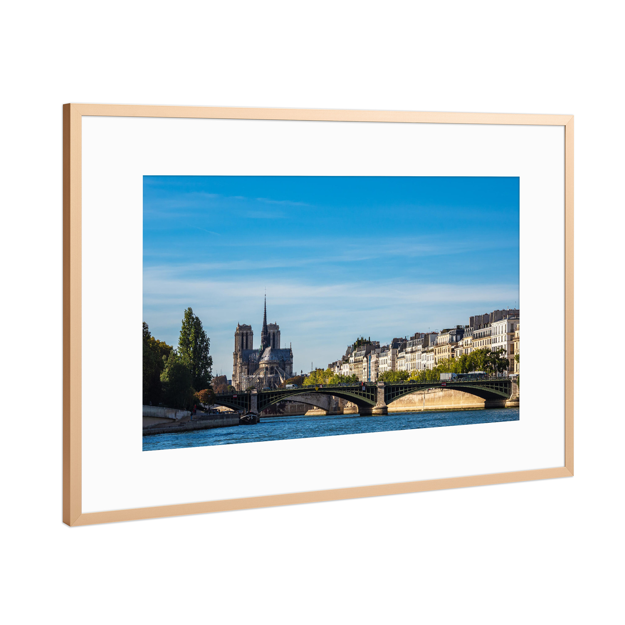 Poster mit Rahmen Kupfer "Seine, Brücke und Notre-Dame" artboxONE - Reise,Architektur,Städte / Paris,Reise / Länder