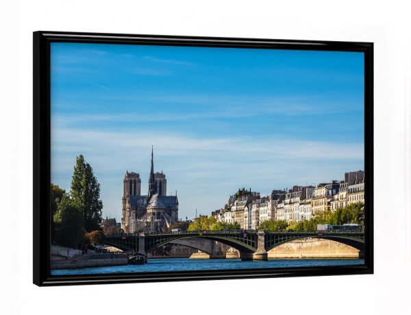 Poster mit schwarzem Rahmen "Seine, Brücke und Notre-Dame" artboxONE - Reise,Architektur,Städte / Paris,Reise / Länder