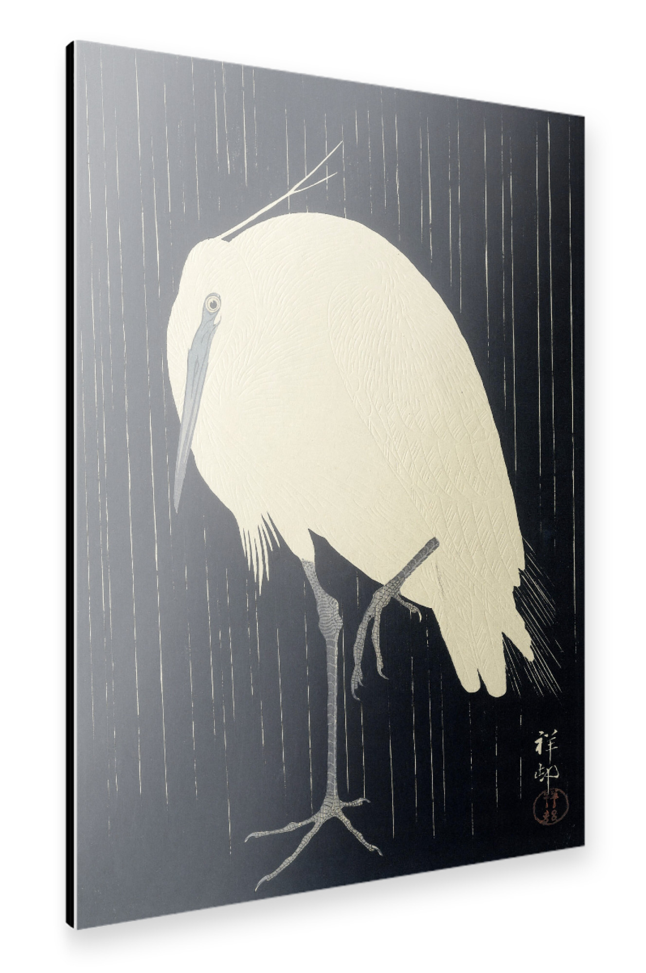 Alu-Dibond "Reiher im Regen" 30x20 cm artboxONE