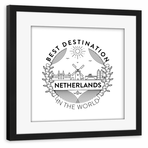 Poster mit Rahmen schwarz "Netherlands Badge" artboxONE - Städte,Reise
