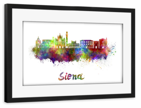 Poster mit Rahmen schwarz "SIENA skyline in watercolor-x" artboxONE - Städte,Abstrakt,Architektur