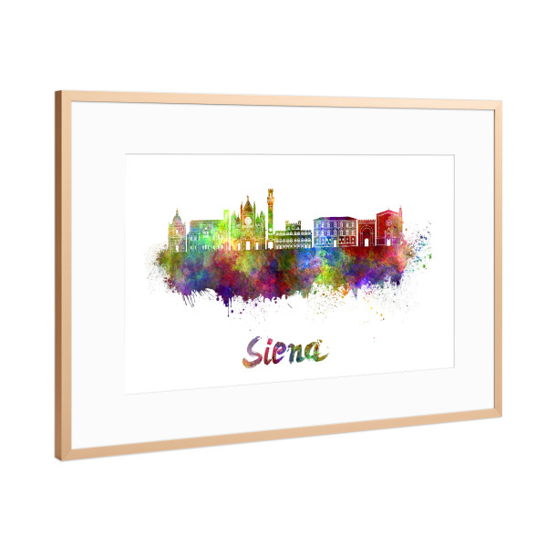 Poster mit Rahmen Kupfer "SIENA skyline in watercolor-x" artboxONE - Städte,Abstrakt,Architektur
