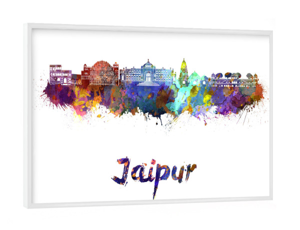 Poster mit weißem Rahmen "JAIPUR skyline in watercolor" artboxONE - Städte,Abstrakt,Architektur