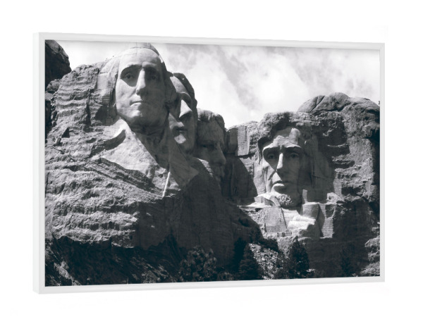 Poster mit weißem Rahmen "Mount Rushmore in Süddakota" artboxONE - Reise,Schwarzweiß,Reise / Länder