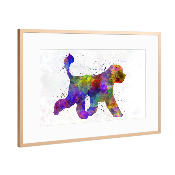 Poster mit Rahmen Kupfer "Portuguese Water Dog" artboxONE - Tiere,Abstrakt - Dog,Pet,Mammal,Watercolor,Abstract,Hund,Animal,Tier,Colorful