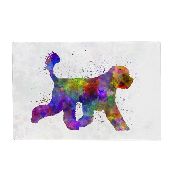 Holzbild "Portuguese Water Dog" artboxONE - Tiere,Abstrakt - Dog,Pet,Mammal,Watercolor,Abstract,Hund,Animal,Tier,Colorful