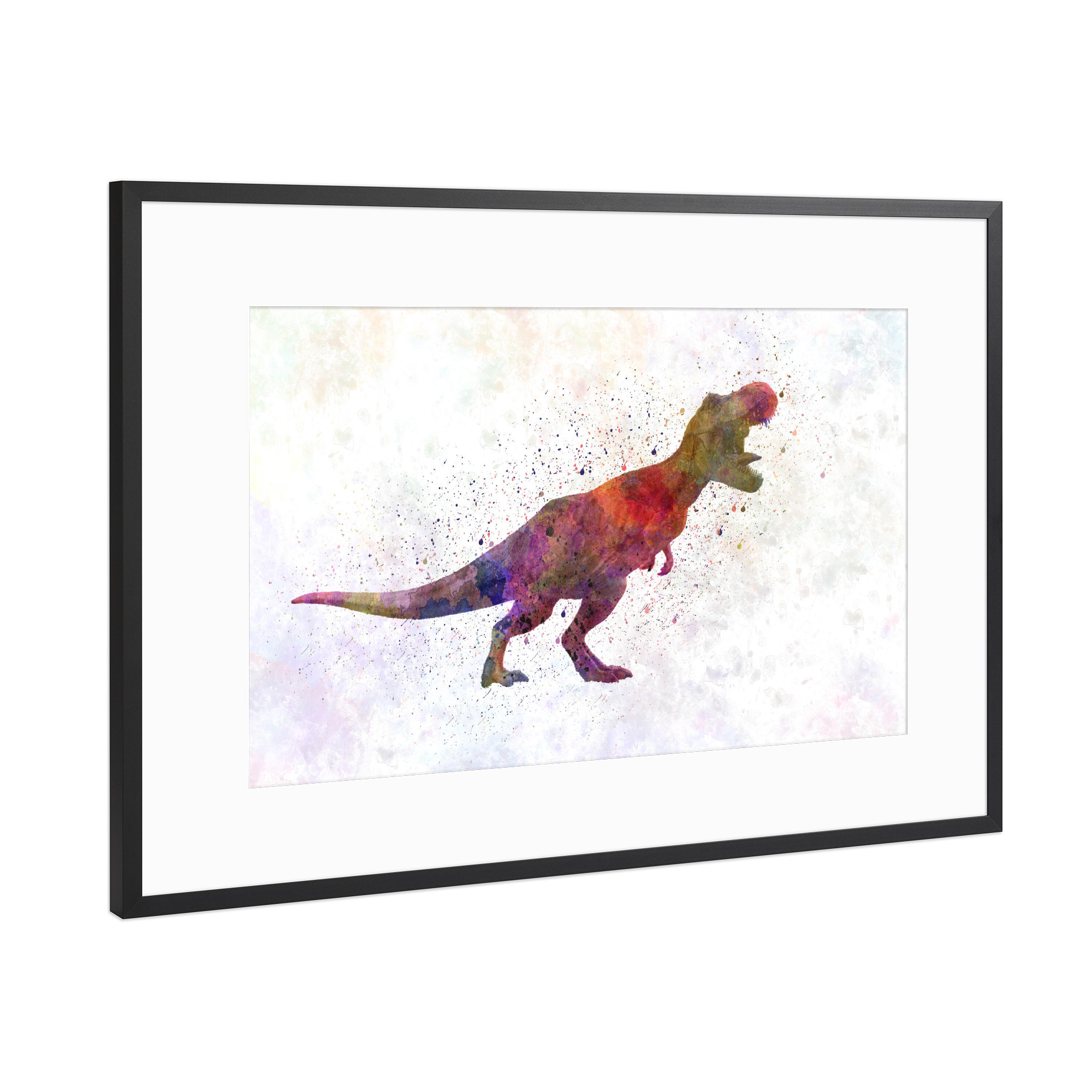 Poster mit Rahmen Schwarz (Metallic) "Tyrannosaurus in watercolor" artboxONE - Tiere,Abstrakt