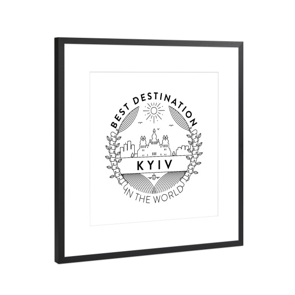 Poster mit Rahmen Schwarz (Metallic) "Kyiv Badge" artboxONE - Städte,Reise