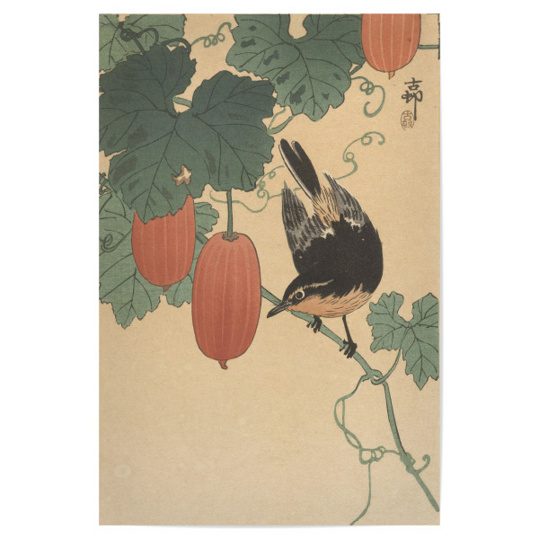 Poster "Vogel auf dem Kakibaum" artboxONE - Natur,Floral,Tiere - Ohara,Koson,Japan,Gemälde,Kunst,Malerei,Vogel,Floral,Baum,Pflanze