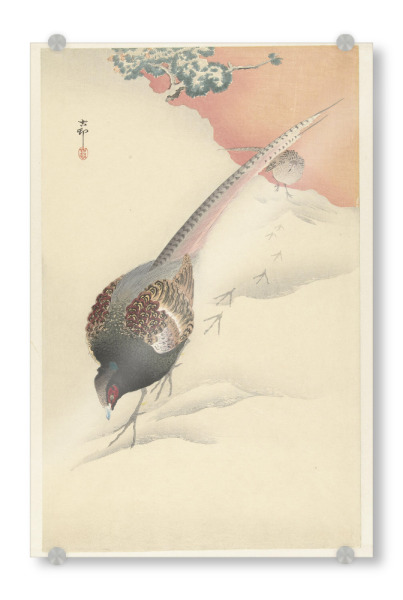 Acrylglasbild "Fasanenpaar im Schnee" artboxONE - Natur,Tiere - Ohara,Koson,Malerei,Gemälde,Kunst,Natur,Tiere,Fasan,Vogel,Schnee