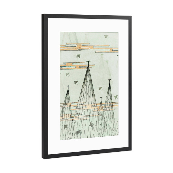 Poster mit Rahmen Schwarz (Metallic) "Fliegen in den Bergen" artboxONE - Natur,Tiere,Abstrakt