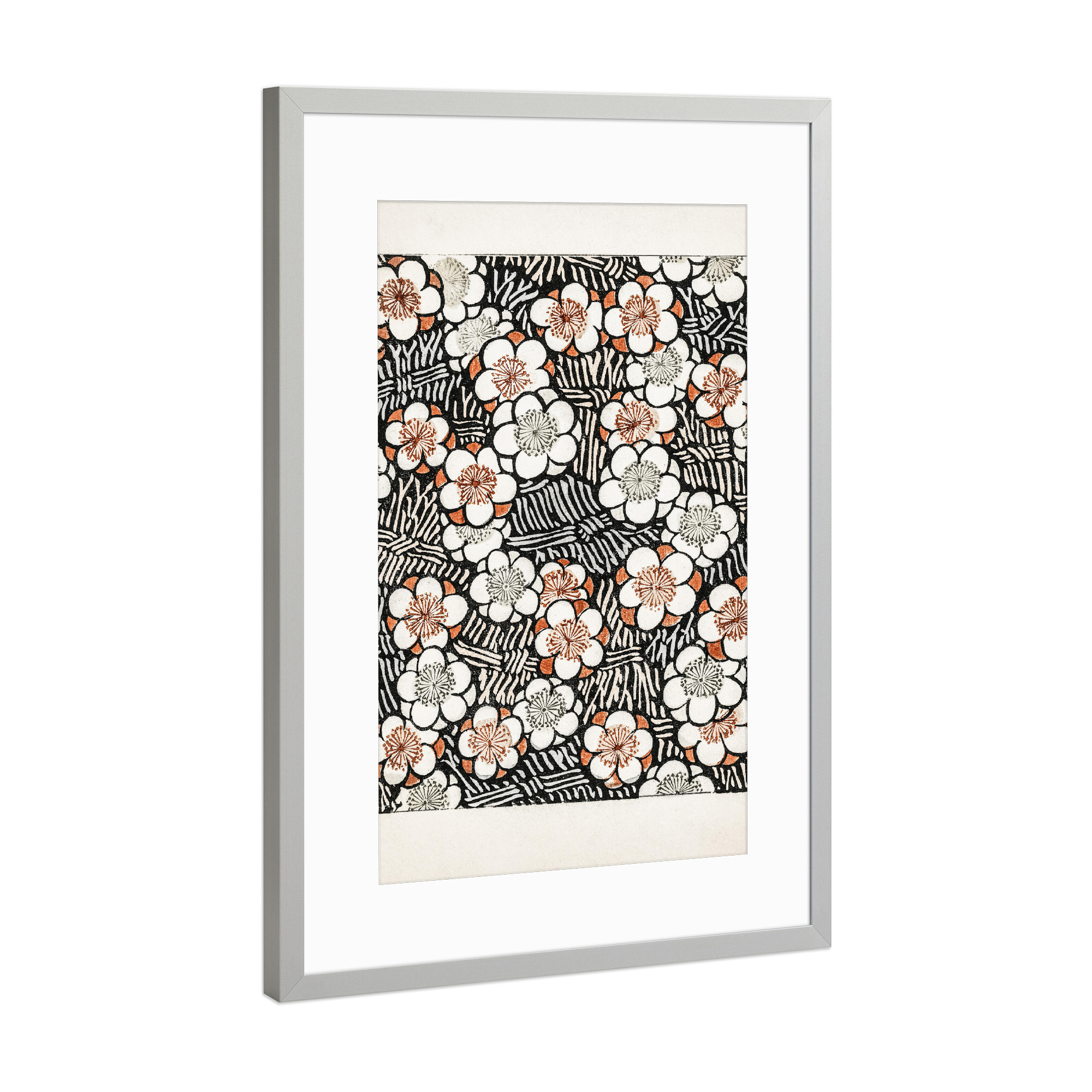 Poster mit Rahmen Silber "Sekeis Blumenmeer" artboxONE - Natur,Floral - Japan,Malerei,Gemälde,Kunst,Blumen,Natur,Floral,Flowers,Watanabe,Seitei