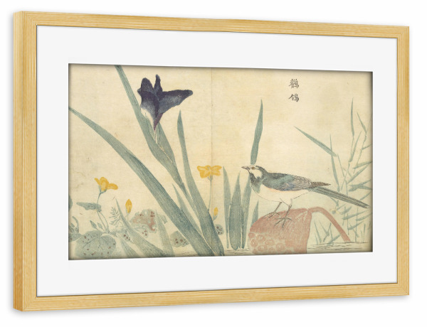 Poster mit Rahmen kiefer "Vogel sitzt auf einer Blume" artboxONE - Natur,Floral,Tiere